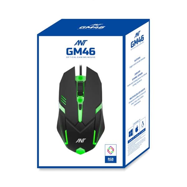 Ant GM46 Wired Optical Gaming Mouse (Black) - 2