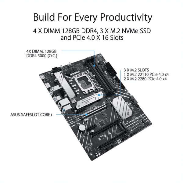 Asus Prime H670-PLUS D4 Intel Motherboard Supports Intel 12th, 13th & 14th Gen Processors
