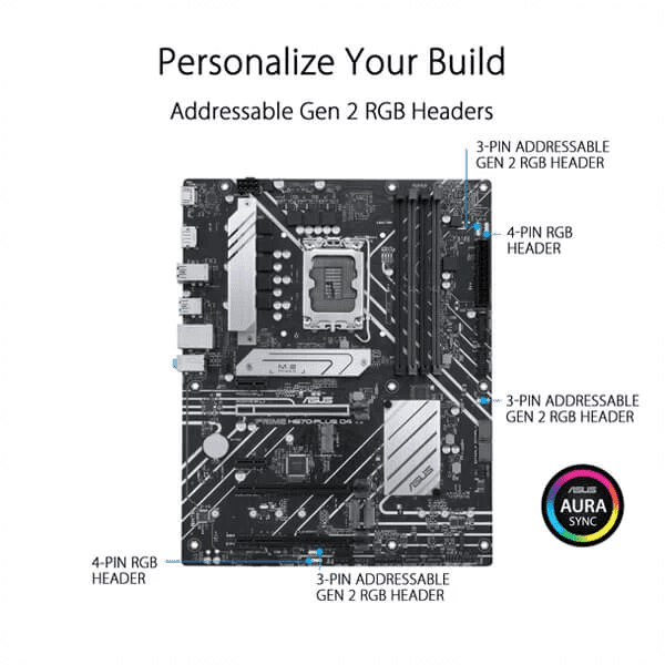 Asus Prime H670-PLUS D4 Intel Motherboard Supports Intel 12th, 13th & 14th Gen Processors