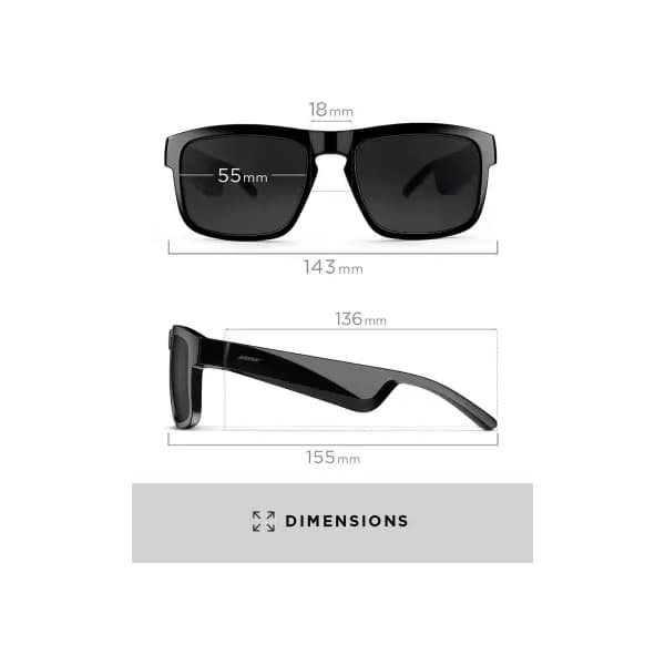 Bose Frames Tenor - Rectangular Polarized and Bluetooth Sunglasses (Smart Glasses, Black)