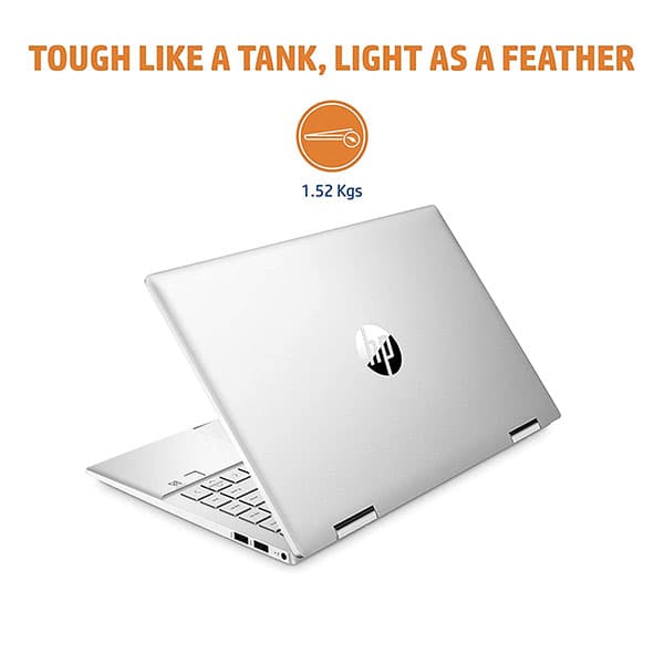 HP Pavilion x360 11th Gen Intel Core i3 14 inches FHD, IPS, Convertible Laptop (8GB RAM/256GB SSD/Audio by B&amp;O/Windows 11 Home MS Office/Natural Silver/1.52 Kg) -14-dy0190TU + Laptop Bag