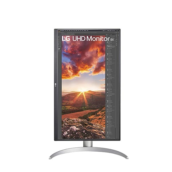 LG 27UP850-W Monitor 27” UHD (3840 x 2160) IPS Display, VESA DisplayHDR 400, DCI-P3 95% Color Gamut, USB-C,3-Side Virtually Borderless Display, Height/Pivot/Tilt Adjustable Stand - Silver
