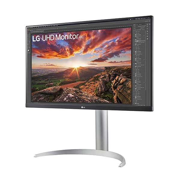 LG 27UP850-W Monitor 27” UHD (3840 x 2160) IPS Display, VESA DisplayHDR 400, DCI-P3 95% Color Gamut, USB-C,3-Side Virtually Borderless Display, Height/Pivot/Tilt Adjustable Stand - Silver