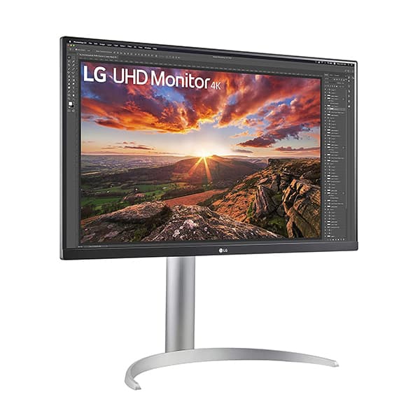 LG 27UP850-W Monitor 27” UHD (3840 x 2160) IPS Display, VESA DisplayHDR 400, DCI-P3 95% Color Gamut, USB-C,3-Side Virtually Borderless Display, Height/Pivot/Tilt Adjustable Stand - Silver