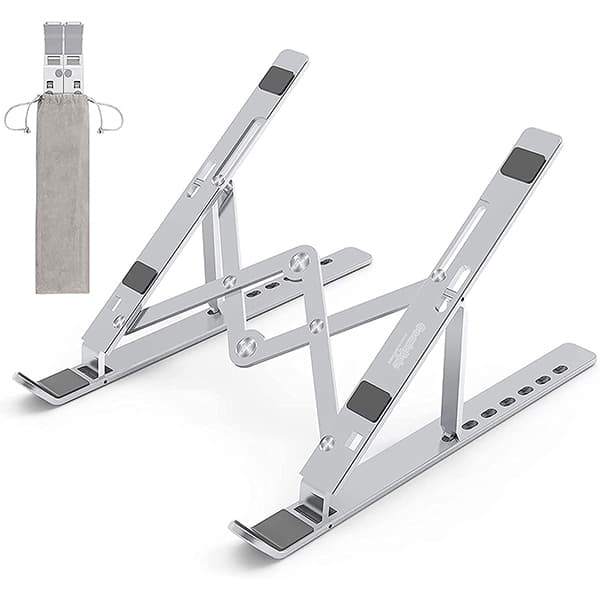 Cosmic Byte Adjustable Aluminum Portable Laptop Rack Stand for Upto 17" laptops - Silver