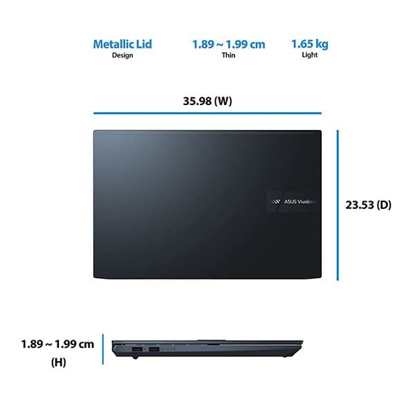 ASUS Vivobook Pro 15 OLED (2021), 15.6" (39.62 cms) FHD OLED, AMD Ryzen 7 5800H, 4GB NVIDIA GeForce RTX 3050 Graphics, Laptop (16GB/1TB SSD/Office 2019/Windows 10/Blue/1.65 Kg), M3500QC-L1262TS + Laptop Bag