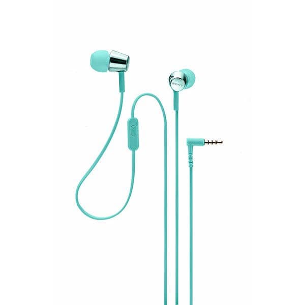 Sony MDR-EX155AP Wired in Ear Headphone with Mic - Light Blue