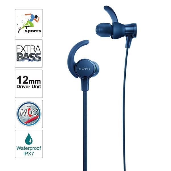 Sony MDR-XB510AS Wired in Ear Headphone with Mic - Blue