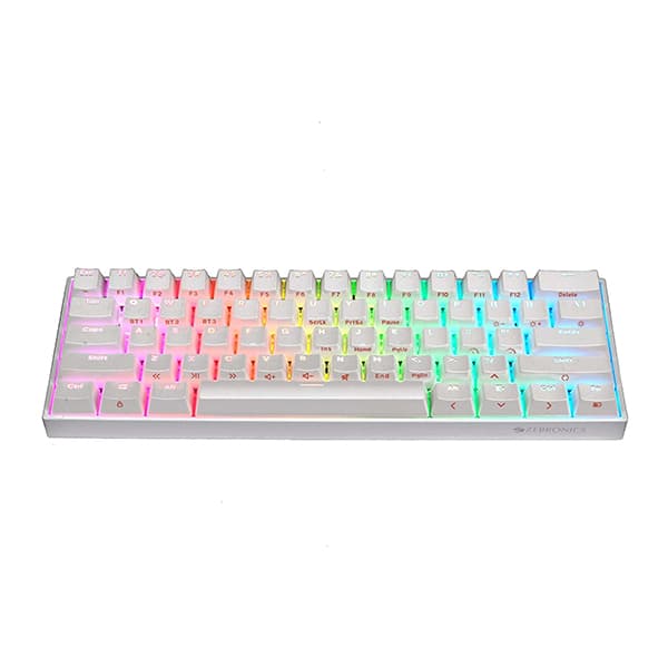 Zebronics ZEB MAX NINJA 61 keys wireless mechanical keyboard with 3 Bluetooth connections - White