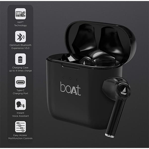 boAt Airdopes 131 Truly Wireless Bluetooth in Ear Earbuds with Mic, Active Black