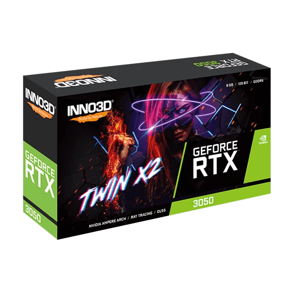 INNO3D Nvidia Geforce RTX 3050 Twin X2 8Gb Gddr6 128-Bit Pci-E 4.0 Integrated Gaming Graphics Card - N30502-08D6-1711Va41