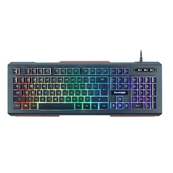 Cosmic Byte CB-GK-08 Corona Wired Gaming Keyboard, 7 Color RGB Backlit with Effects, Anti-Ghosting - Black (Rainbow LED)