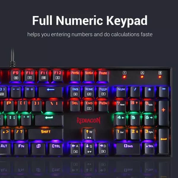 Redragon Vara K551 Rainbow LED Backlit Wired Mechanical Gaming Keyboard (Red Switch)