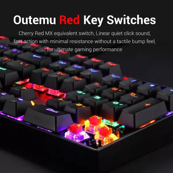 Redragon Vara K551 Rainbow LED Backlit Wired Mechanical Gaming Keyboard (Red Switch)