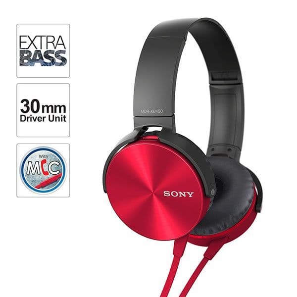 Sony MDR-XB450 Wired On Ear Headphone Red