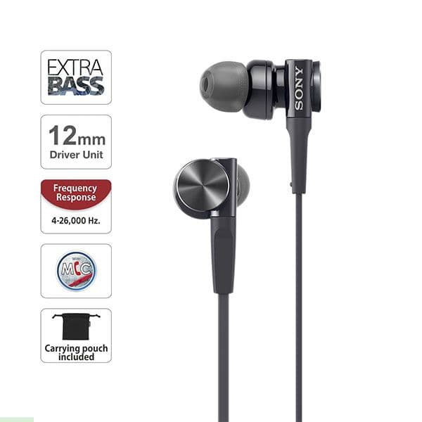 Sony MDR-XB75AP Wired Extra Bass in-Ear Headphones - Black