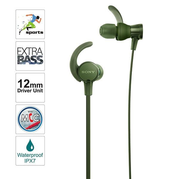 Sony MDR-XB510AS Wired in Ear Headphone with Mic - Green