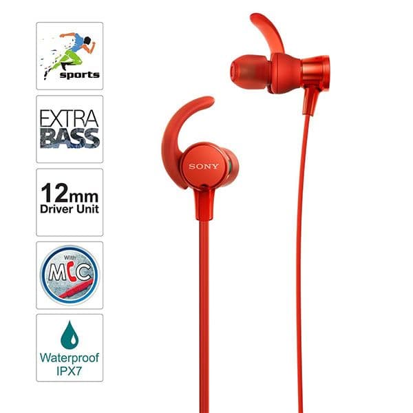 Sony MDR-XB510AS Wired in Ear Headphone with Mic - Red