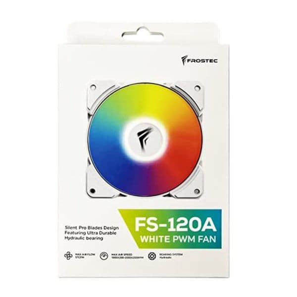 Frostec FS-120A ARGB PWM Fan (Single Fan) with Built in PWM Splitter and ARGB Splitter White