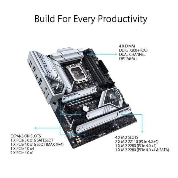 Asus PRIME Z790-A WIFI Intel Motherboard Supports Intel 12th, 13th & 14th Gen Processors