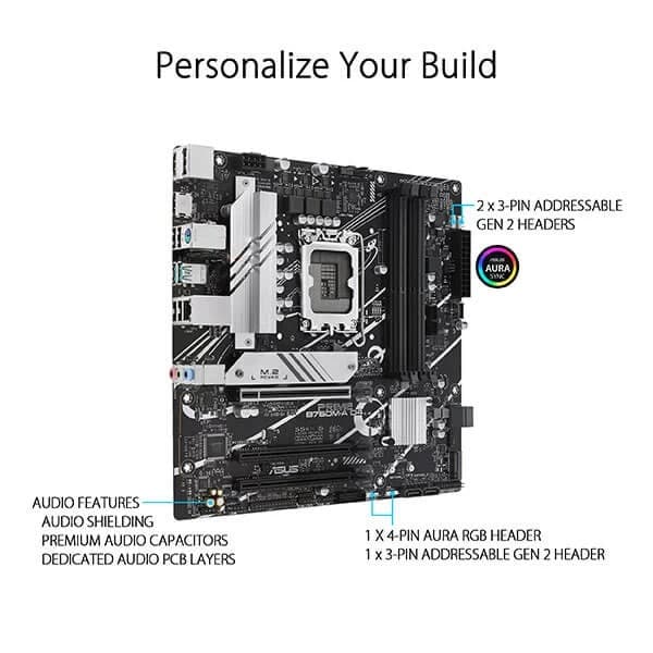Asus Prime B760M-A D4 Intel Motherboard Supports Intel 12th, 13th & 14th Gen Processors
