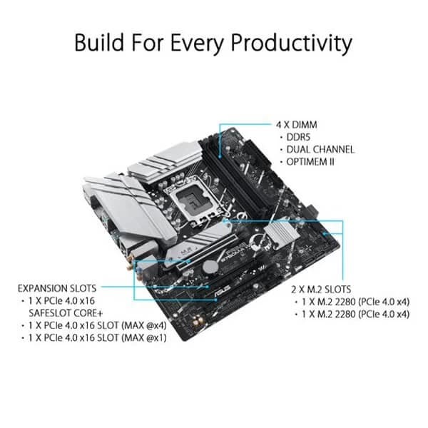 Asus Prime B760M-A WIFI Motherboard Supports Intel 12th, 13th & 14th Gen Processors
