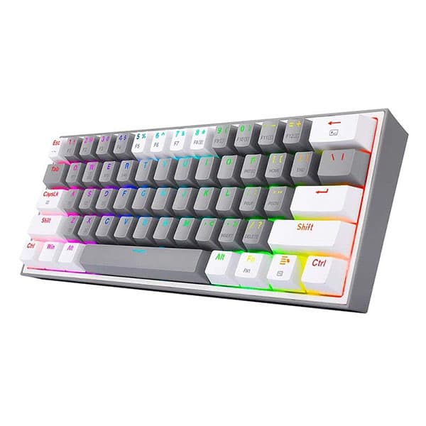 FIZZ PRO K616 - 60% WIRED+2.4GHZ+BT MECHANICAL KEYBOARD GREY AND WHITE (RED SWITCH)