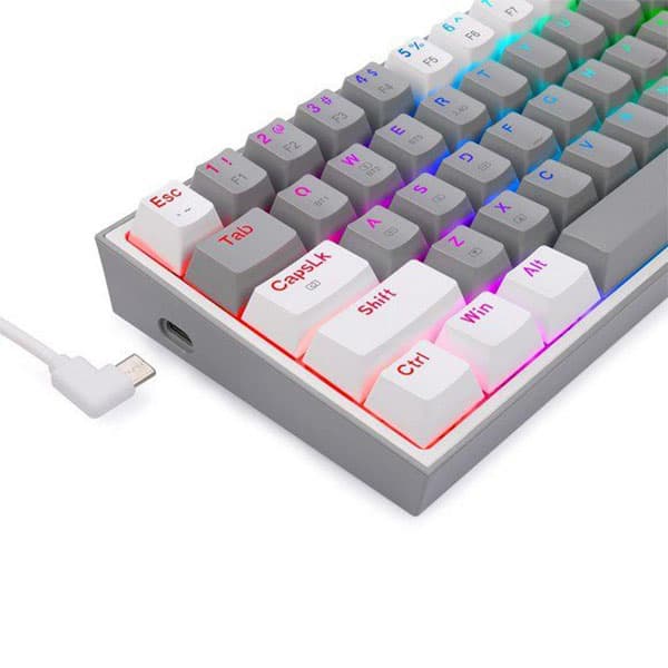 FIZZ PRO K616 - 60% WIRED+2.4GHZ+BT MECHANICAL KEYBOARD GREY AND WHITE (RED SWITCH)