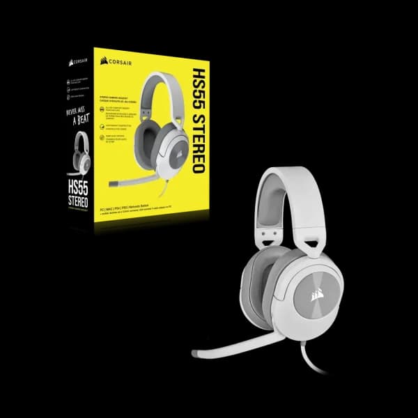 Corsair HS55 STEREO Wired Gaming Headset (White)