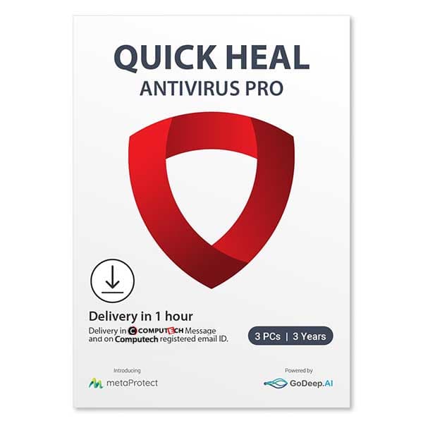Quick Heal Antivirus Pro Latest Version - 3 Device, 3 Years | AI Based Device Security for Laptop | Email and Browsing Protection (Email Delivery in 1 Hour- No CD)
