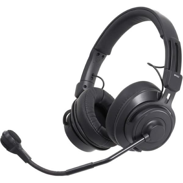 Audio Technica BPHS2 Broadcast Stereo Headset with Hypercardioid Dynamic Boom Microphone Black
