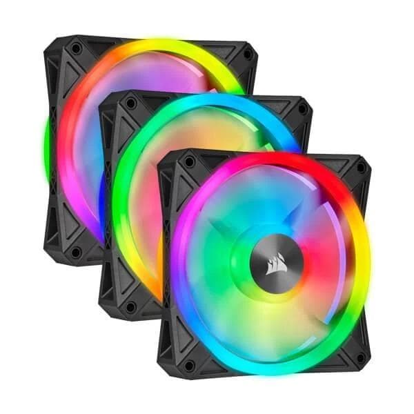 Corsair ICUE QL120 RGB 120mm PWM RGB Cabinet Fan With Lighting Node Core (Triple Pack)