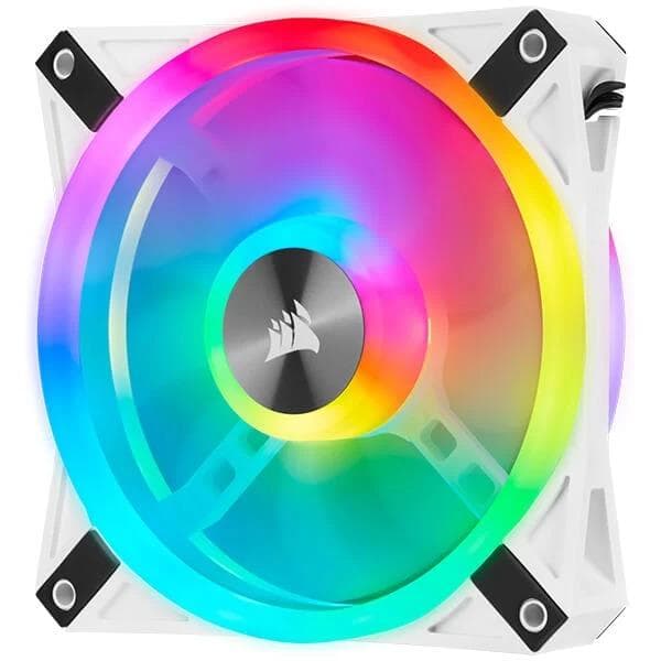 Corsair ICUE QL120 RGB 120mm PWM White RGB Cabinet Fan With Lighting Node Core (Triple Pack)
