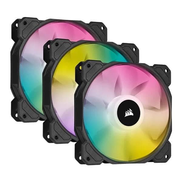 Corsair ICUE SP120 RGB Elite Black Cabinet Fan With Lighting Node Core (Triple Pack)