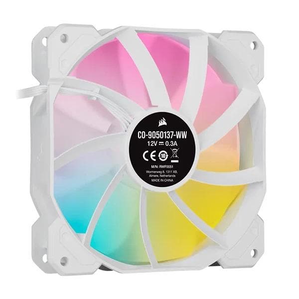 Corsair ICUE SP120 RGB Elite White Cabinet Fan With Lighting Node Core (Triple Pack)