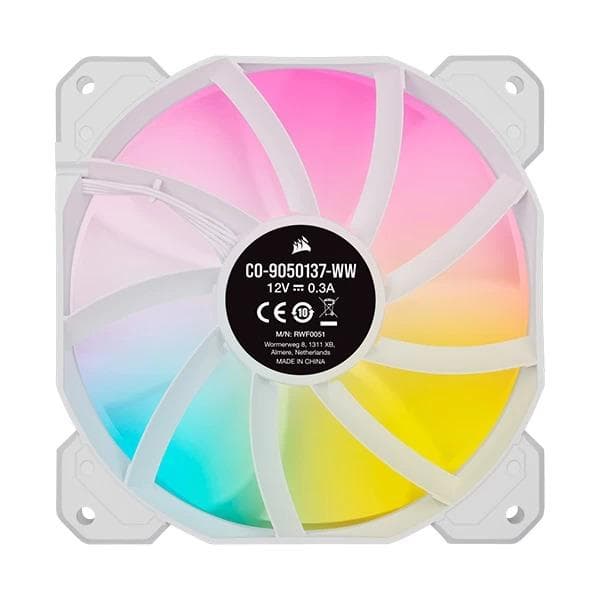 Corsair ICUE SP120 RGB Elite White Cabinet Fan With Lighting Node Core (Triple Pack)