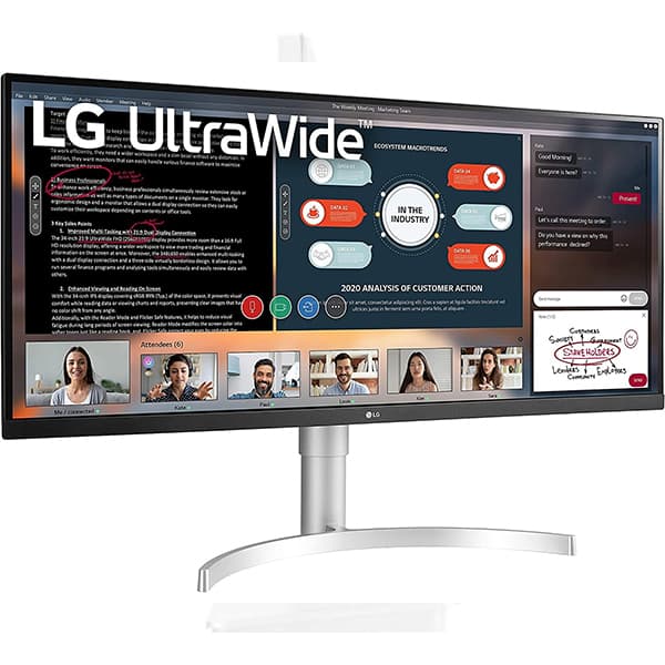 LG 34WN650-W UltraWide Monitor 34" 21:9 FHD (2560 x 1080) IPS Display, VESA DisplayHDR 400, AMD FreeSync, 3-Side Virtually Borderless Design - Silver