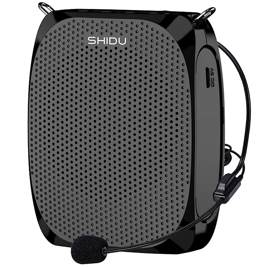 SHIDU S258 Portable Voice Personal Microphone Headset Rechargeable Mini Pa System Amplifier/Speaker, Black