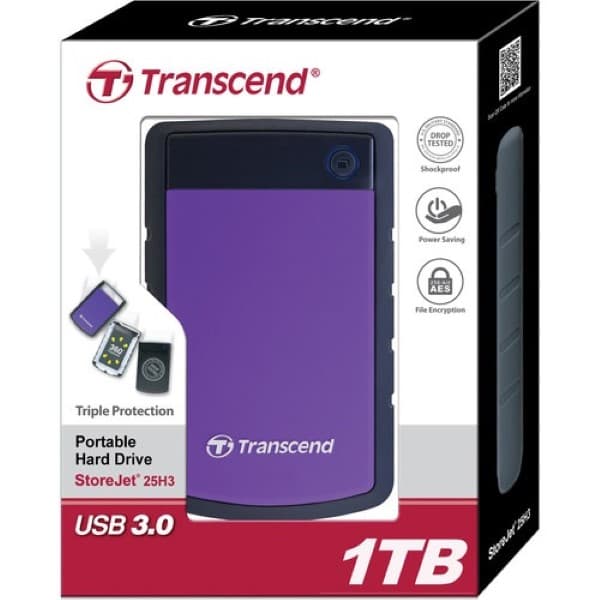 Transcend 1TB StoreJet 25H3 External Hard Drive (Purple)