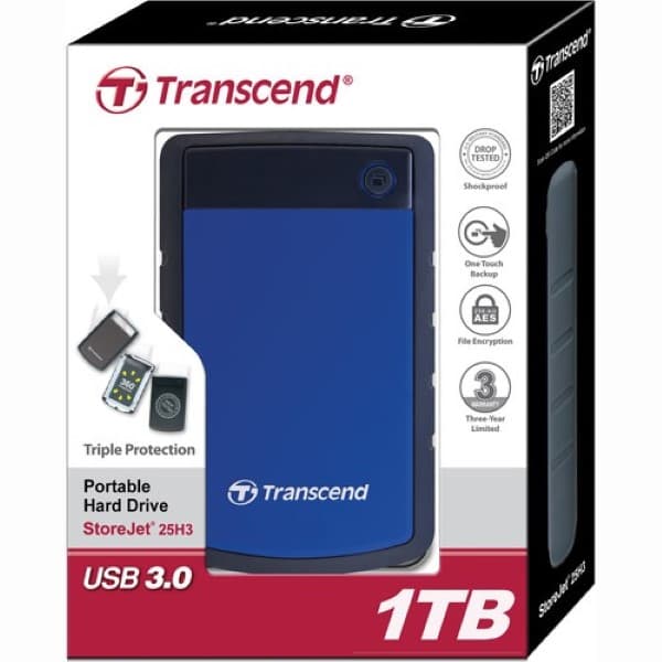 Transcend 1TB StoreJet 25H3 External Hard Drive (Blue)