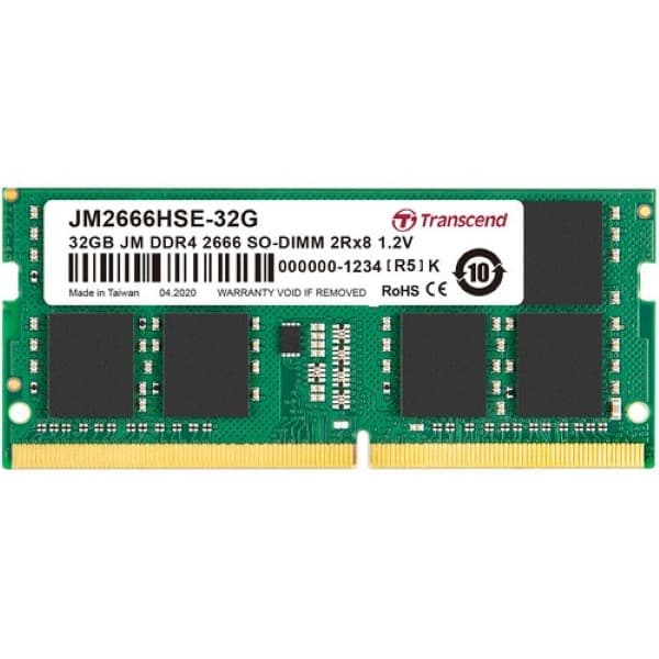 Transcend JetRam 32GB (1 X 32GB) DDR4 2666MHz CL19 SO-DIMM Laptop Ram
