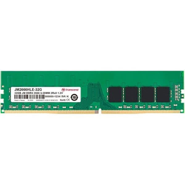 Transcend JetRam 32GB (1 x 32GB) DDR4 2666MHz CL19 DIMM Desktop Ram (JM2666HLE-32G)