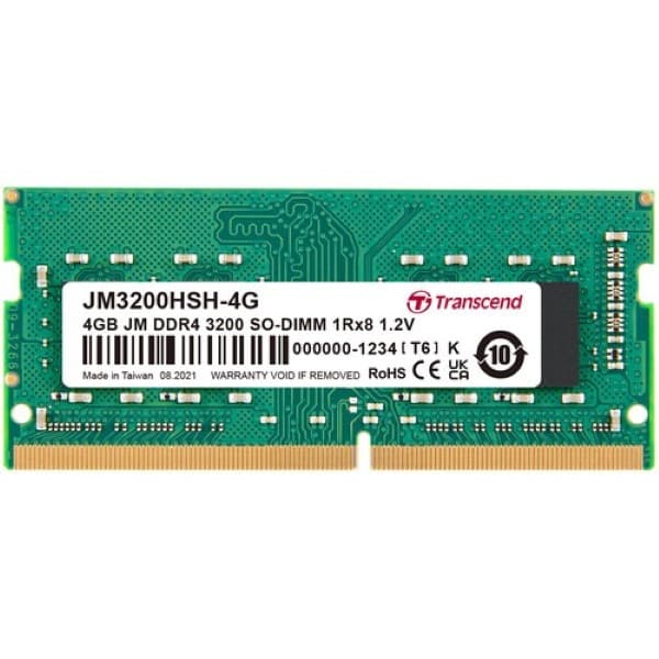 Transcend JetRam 4GB (1 x 4GB) DDR4 3200MHz CL22 SO-DIMM Laptop RAM