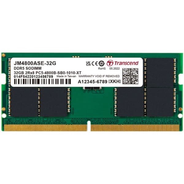 Transcend JetRam 32GB (1 x 32GB) DDR5 4800MHz CL40 SO-DIMM Laptop RAM