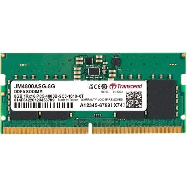 Transcend JetRam 8GB (1 x 8GB) DDR5 4800MHz CL40 SO-DIMM Laptop RAM