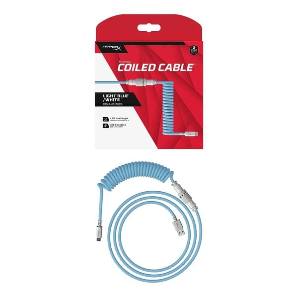 HyperX USB-C Coiled Cable (Light Blue-White)