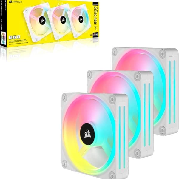 Corsair iCUE Link QX120 RGB Cabinet Fan White (Triple Pack)