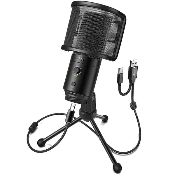 FIFINE K683A Unidirectional USB Desktop PC Microphone with Pop Filter