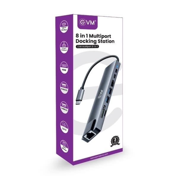 EVM USB Type C 8 In 1 MultiPort Docking Station