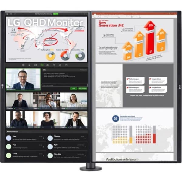 LG 27QP88D-BS 27" (68.466cm) QHD Monitor Ergo Dual with Daisy Chain